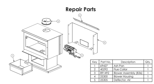 Part Location Diagram of 40292 US Stove Company Flue Collar